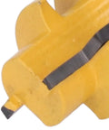 High Strength Reversible T Slot Router Bit With Tungsten Carbide Blade For Precise Woodworking Mortising And Splicing Joints Using 1/4 Inch Round Shank Cutter Tool close-up view showing blade and shank.