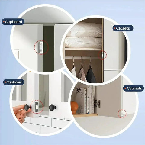 Close-up of 15 Piece Magnetic Cabinet Catches Set Strong Door Magnets With Invisible Adhesive Drawer Latches in cupboards and closets