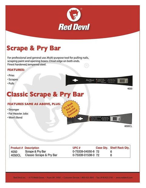 Heavy Duty Scrape And Pry Bar Set Pack Of 6 With Hardened Steel Construction And Dual Chisel Edges for multi-use displayed.