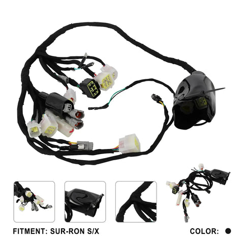 Full Wiring Harness Assembly For Surron Light Bee X And Light Bee S Electric Dirt Bike Replacement Cable Harness With Premium Rubber And Copper Conductors Durable Complete Harness Kit For Reliable Wire Routing displayed.