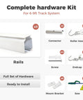 Complete hardware kit for Durable Aluminum Curtain Track Rod Set With Hooks, No Fuss Adjustable 6Ft To 9Ft Length.