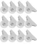 PP Directional Caster Wheel White for Furniture Inch 12pcs, set of 12 small wheels with metal fixed plates.
