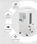 Rugged Portable Industrial Air Conditioner Loaded With A Massive Water Reservoir And Heavy Duty Caster Wheels Commercial Spot Cooler with adjustable temperature.