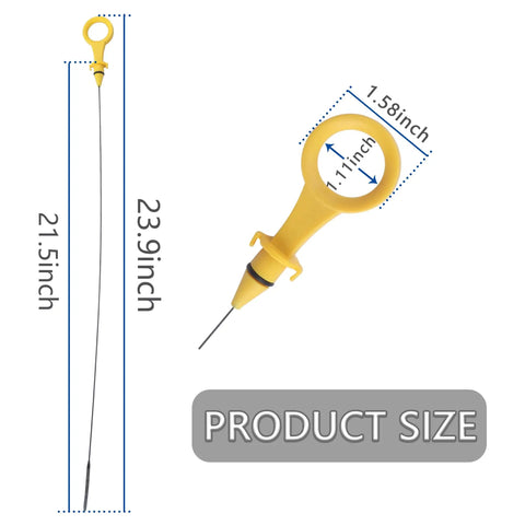 Audi A4 A5 Quattro 2.0T Oil Dipstick Replacement OEM 06H115611E shown with measurements of dipstick length and handle size