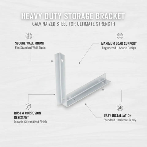 Heavy Duty L Shaped Galvanized Steel Shelf Bracket Wall Mount For Garage And Workshop Storage Built To Haul Heavy Shelves And Tools