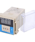 LED Digital Display Adjustable Cycle Time Relay Delay Control Module For Industrial Automation Systems DC 12V High Reliability Wide Delay Range Anti Interference Digital Time Setting Flexible Control Mode, beige digital time relay with clear cover