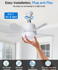 All-In-One Socket Fan Light Ceiling Fan With Remote, 16-Inch Ultra Quiet 5-Blade Fixture, 1000LM LED, hand installing in socket
