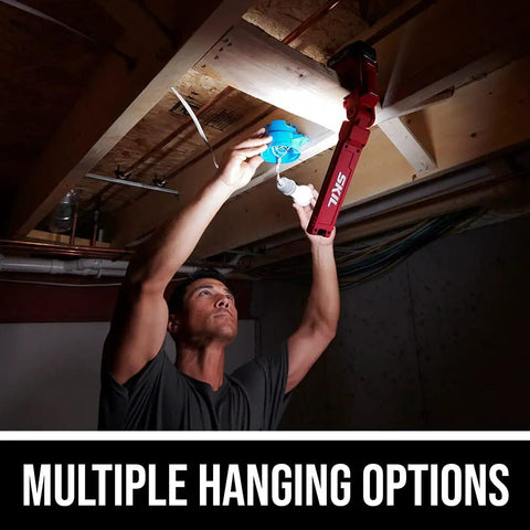 Heavy Duty Led Work Light 12 Volt Compact Task Lamp used for installing light fixtures, showcasing multiple hanging options.