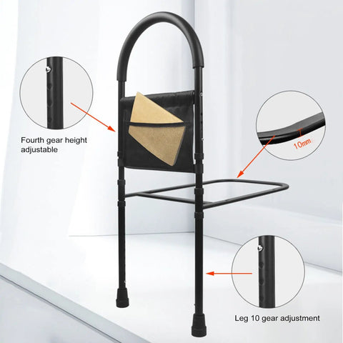 2-In-1 Bed Safety Rails For Seniors With Handy Hand Rail, No-Fuss Adjustable Bed Rails, detail of black adjustable rail design