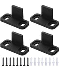 Four Pack Black POM Sliding Barn Door Floor Guides, Flat Bottom Track Guide Swing Stopper For Bypass Closet Pocket Doors