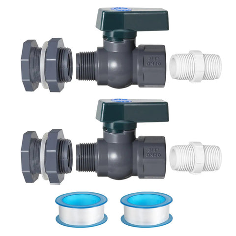 Rain Barrel Spigot Kit For Water Barrels PVC 3/4 Inch Spigot With Bulkhead Fitting Hose Adapter And Thread Seal Tape Fits Standard Faucets And Garden Hoses 2 Pack