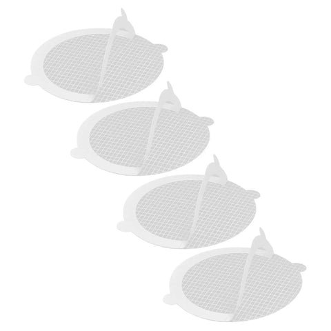 Sanpyl 50Pcs Shower Drain Hair Catcher Fiberglass Dense Mesh (50 Pieces) featuring white dense mesh hair catchers.
