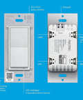 Z Wave Plus Gen7 Illumino On Off Wall Switch V2 For Smart Home Lighting Control White Finish Easy Setup Remote Control Works With Compatible Hubs No Fuss components front and back view.