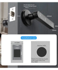 Smooth Operator Fingerprint Door Lock Handle Deadbolt With App Control Digital Password And Ic Card Access For Total Home Security Glow Up Quick Install Keyless Entry System installation size diagram showing measurements for proper fitting.