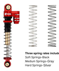 Beefed Up 43mm Aluminum Threaded Shocks Tele Absorber Upgrades for Axial SCX24 Gladiator Deadbolt C10 Red with CNC Machined Bodies