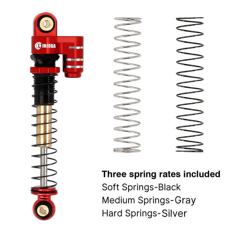 Beefed Up 43mm Aluminum Threaded Shocks Tele Absorber Upgrades for Axial SCX24 Gladiator Deadbolt C10 Red with CNC Machined Bodies