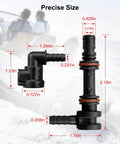 Gear Lube Hose Connector For Alpha One Gen 2 And Bravo 1 2 3 Stern Drives Replacement Kit with precise dimensions shown.