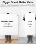 Oversized Heavy Weight Polyester Fiber Speaker Damping Fill Sheet Tough As Nails Acoustic Stuffing For Diy Subwoofer Enclosures Cabinet Repair And Car Audio, showcasing 39" x 39" size comparison.