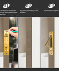 Pocket Door Pull And Edge Pull Set Brushed Gold 6 Inch Handles Hardware Latch installation steps shown in 3 panels