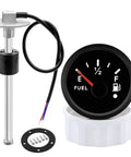 Fuel Sending Unit With Boat Gauge Kit 10 Inch Sender And Gauge For Cars Boats RVs Industrial Equipment 240 Ohm Empty To 33 Ohm Full Marine Grade Fuel Level Sensor Easy Install Reliable Durable Quick Install For Most Fuel Tanks And Marine Applications, black fuel gauge and stainless sender