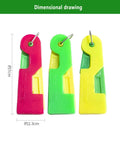 Automatic Needle Threader for DIY Hand Sewing, Easy Threading Tool for Embroidery and Cross Stitch, Quick Needle Insertion, 3 Piece Set in Random Colors for Sewing Crafts shown front view with dimensional measurements.