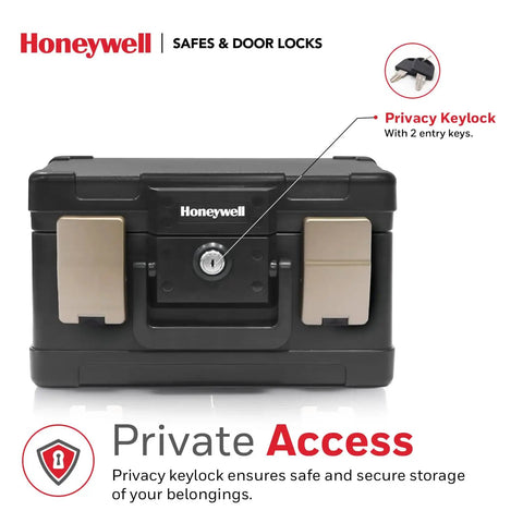 Fireproof Waterproof Small Safe Box for Home, 0.15 Cu Ft ABS Plastic Document Safe with Key Lock, Handy Carry Handle visible.