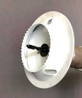 Drywall Repair Kit With Tapered Hole Saw And Two Plugs For Clean Flat Patches showing tapered hole saw attached to drill