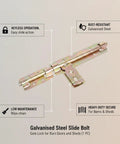 Heavy Duty Galvanized Steel Slide Bolt Latch for Garden Gates Barn Doors And Storage Sheds Rust Resistant Zinc Plated Security Lock