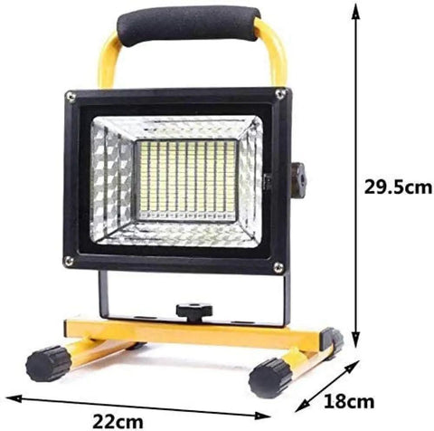 Spot Lighting 500W 130 LEDs Floodlight Tripod Stand Portable Rechargea,，， with yellow handle, dimensions 29.5cm height, 22cm width.