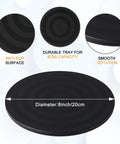 8 Inch Heavy Duty Turntable Stand With Non Slip Swivel Base And Steel Ball Bearings, 360 Degree Rotation For Plants Monitors TVs Models And Crafts, Built Tough With Smooth Jam Free Spin showing anti-slip surface and smooth rotation features.