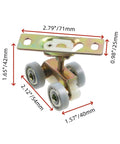 Two Pack Alloy RV Pocket Door Rollers With Hangers For Sliding Doors White Finish Durable Alloy Wheels 54x40x42mm Size