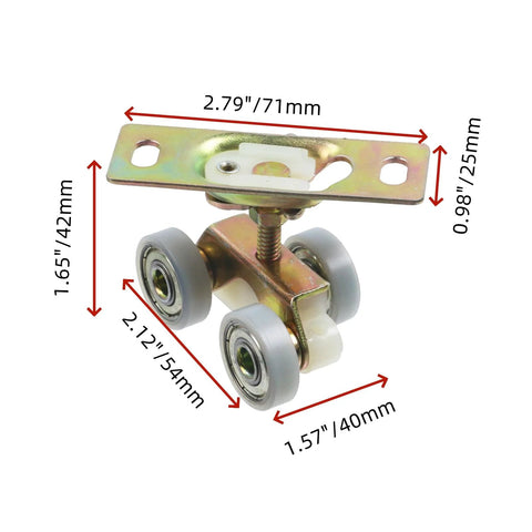 Two Pack Alloy RV Pocket Door Rollers With Hangers For Sliding Doors White Finish Durable Alloy Wheels 54x40x42mm Size