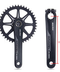 Gravel Grinder Bike Crankset 170mm Hollow Integrated 42T Single Chainring Direct Mount With Bottom Bracket For Off Road MTB 10/11 Speed Compatible Built Tough For Rough Trails Daily, close-up view of 170mm crank arms and 42T chainring.