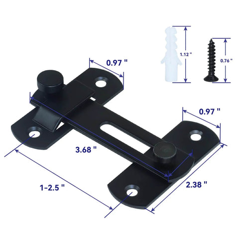 2 Pack 180 Degree Flip Sliding Barn Door Lock Set For Privacy And Security, Ideal For Barn Doors, Heavy Duty Powder Coated Forged Steel Latches, with screws