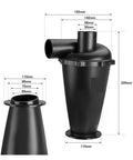 Heavy Duty Turbo Charged Dust Collector With Cyclone Separator And Dual Filter System White Shop Vac Cleaner for Garages connector and dimensions