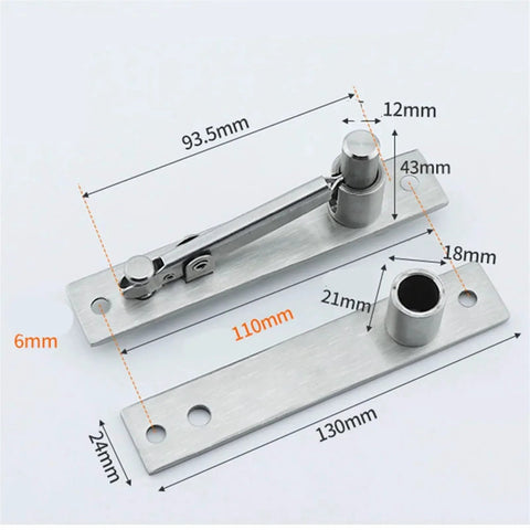 360 Degree Stainless Steel Swing Door Pivot Hinge for Concealed Bookcase and Secret Door 360 Rotating Hinge for Hidden Wall Cabinets