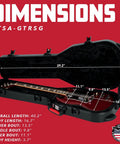 Open Molded Flight Case For SG Style Double Cutaway Guitars With ATA Roto-Molded Polyethylene Shell showing interior dimensions.