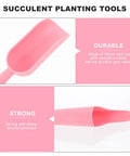 Succulent Planting Kit For Pots And Bonsai Care 5 Piece Pink Garden Tool Set With Transplanting Trowel Spade Fork Tweezers And Sheath For Indoor Outdoor Gardening, pink trowel close-up