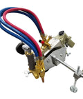 Shop Rugged Portable Gas Steel Cutter Slides Through 0.2 To 1.2 Inch Plate With Dual Torch Heads And Three Quick Change Tips 110V Operation with hoses and control knobs.