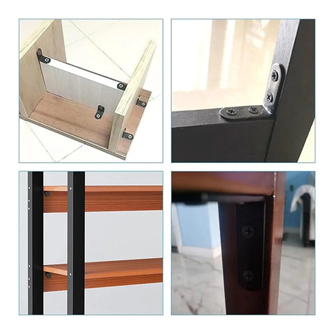 1 Inch Steel L Brackets Set With Pre Drilled Holes And Included Screws, black finish, used for corner support on shelves