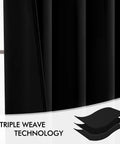 Two Panel Blackout Curtains 96 Inch Long for Living Room and Bedroom shown with triple weave technology diagram