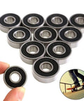 Deep Groove Ball Bearing Roller Bearings Miniature Kit For Skateboards And Scooters 10 Pcs UW10586 With 8x22x7 mm on white background