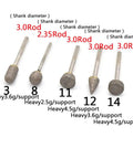 Heavy Duty 3mm Diamond Burr Grinding Head For Rotary Carving And Jade Peeling With Sintered Abrasive Tip showing various sizes