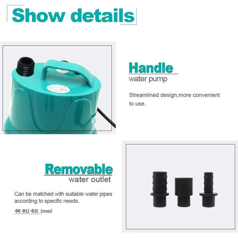 Submersible Water Pump With Handle For Pond, Aquarium, Hydroponics And Fountains, Ultra Quiet Circulation Pump, Green