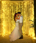 Fairy Curtain Lights 300 LED Warm White Window Curtain String Light, 9.8 ft by 9.8 ft, indoor wedding backdrop, glowing ambiance