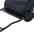 Close-up of Beefy Pro Grade Lawn Roller For Smooth Lawns Push Or Tow Design With 48.5 Inch Height 16 Gallon Drum Black
