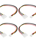 4 Pack 4 Pin Molex Male To 4 Pin Female Floppy Power Cable 30 Cm Long 18 AWG Easy Plug And Play For Three Point Five Inch Floppy Drives Old School PC Upgrade Durable Plastic Housing, four cables with white connectors