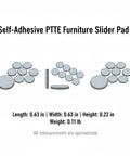 Diagram of Self-Adhesive PTFE Furniture Glides Round 0.63 Inch Sliders in various arrangements
