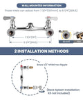 Built Tough Commercial Sink Faucet With Eight Inch Swivel Spout And Dual Brass Handles For Laundry Or Restaurant Setup Featuring No Sweat Install And Slick Chrome Finish installation details diagram
