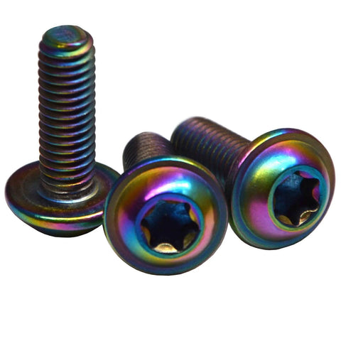 Rainbow Titanium M6x1 20mm Torx Washer Socket Cap Screws Set 10Pcs Nano Coated Multicolor Bolts For Bicycle MTB Frame
